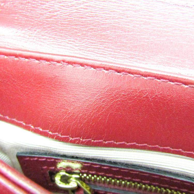 Pre Owned Gucci Red/Black Leather Small Arli Crossbody Bag