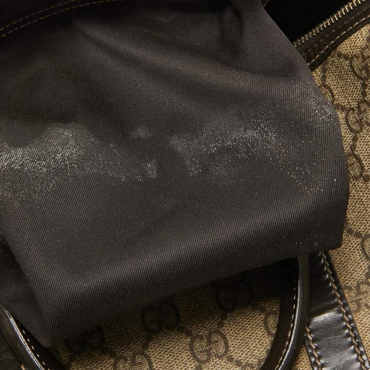 Pre Owned Gucci Dark Brown/BeigeGG Supreme Canvas Medium Joy Boston Bag