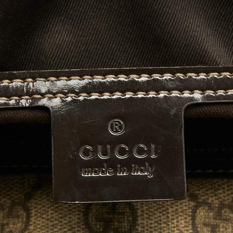 Pre Owned Gucci Dark Brown/BeigeGG Supreme Canvas Medium Joy Boston Bag