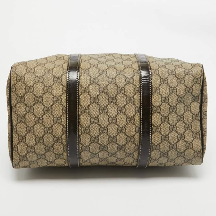 Pre Owned Gucci Dark Brown/BeigeGG Supreme Canvas Medium Joy Boston Bag