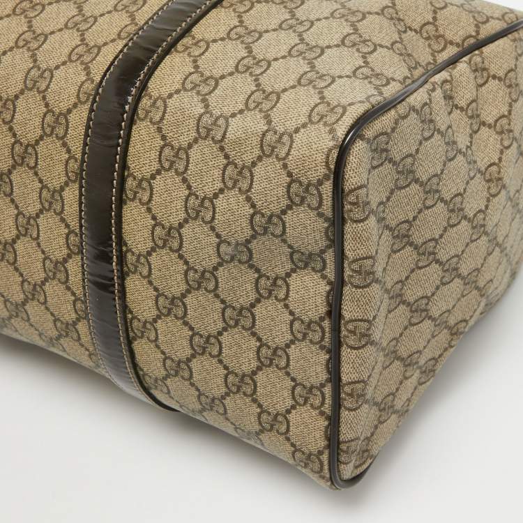 Pre Owned Gucci Dark Brown/BeigeGG Supreme Canvas Medium Joy Boston Bag