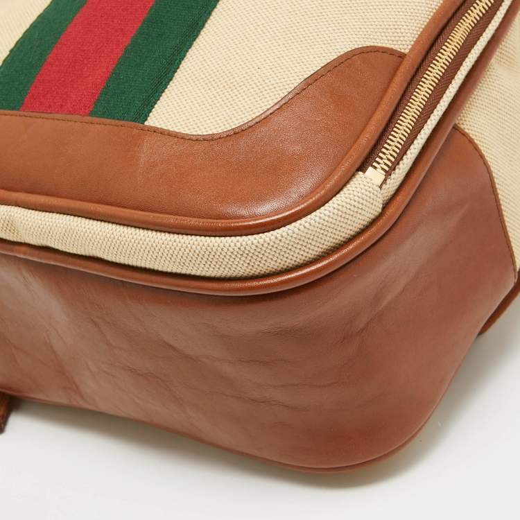 Pre Owned Gucci Brown/Natural Canvas Vintage Web Backpack