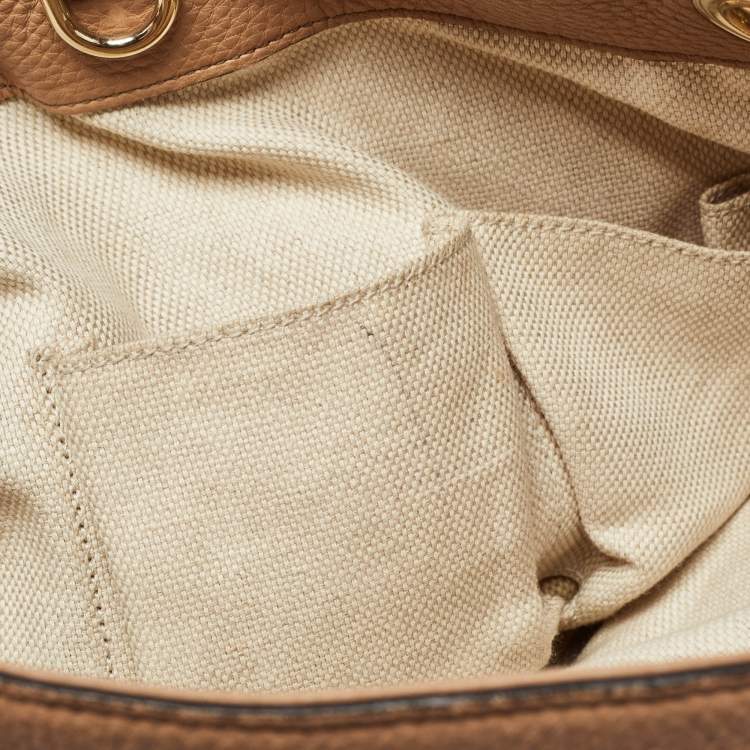 Pre Owned Gucci Beige Leather Medium Soho Chain Tote