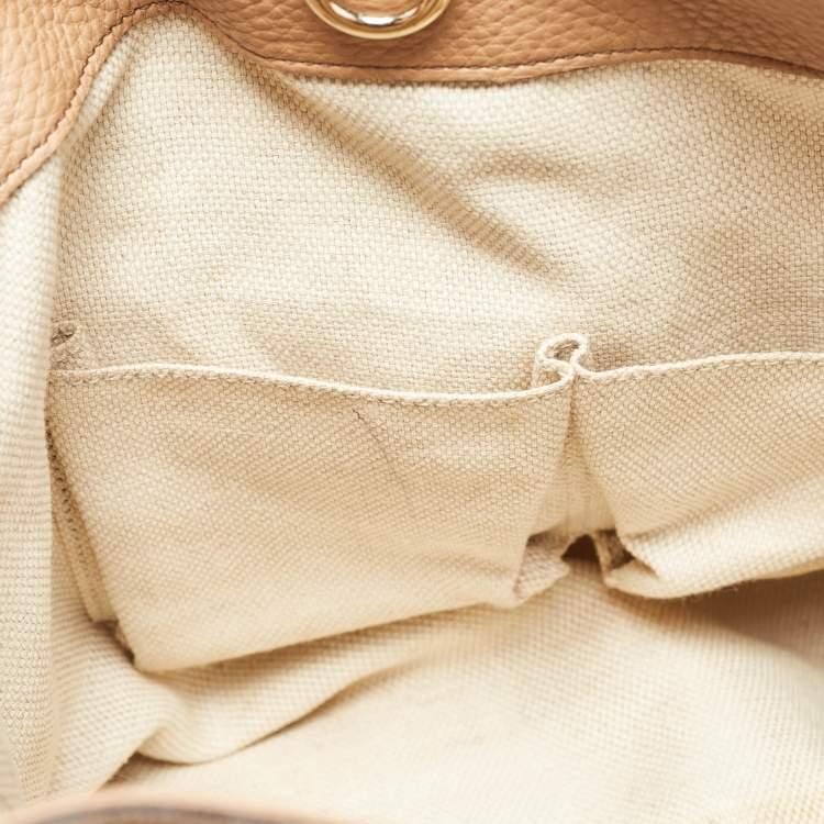 Pre Owned Gucci Beige Leather Medium Soho Chain Tote
