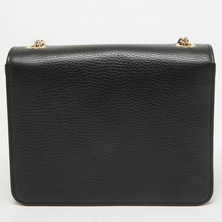 Pre Owned Gucci Black Leather Dollar Interlocking G Crossbody Bag