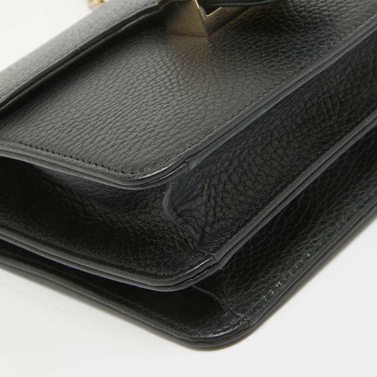Pre Owned Gucci Black Leather Dollar Interlocking G Crossbody Bag