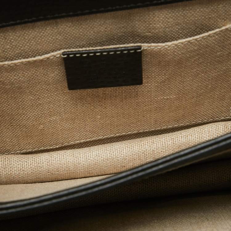 Pre Owned Gucci Black Leather Dollar Interlocking G Crossbody Bag
