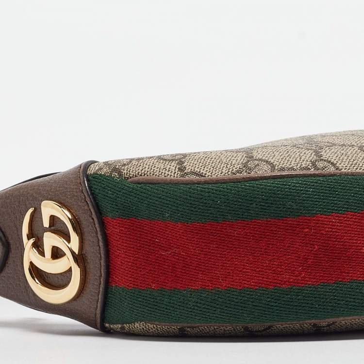 Pre Owned Gucci Beige/Ebony GG Supreme Canvas and Leather Mini Ophidia Bag