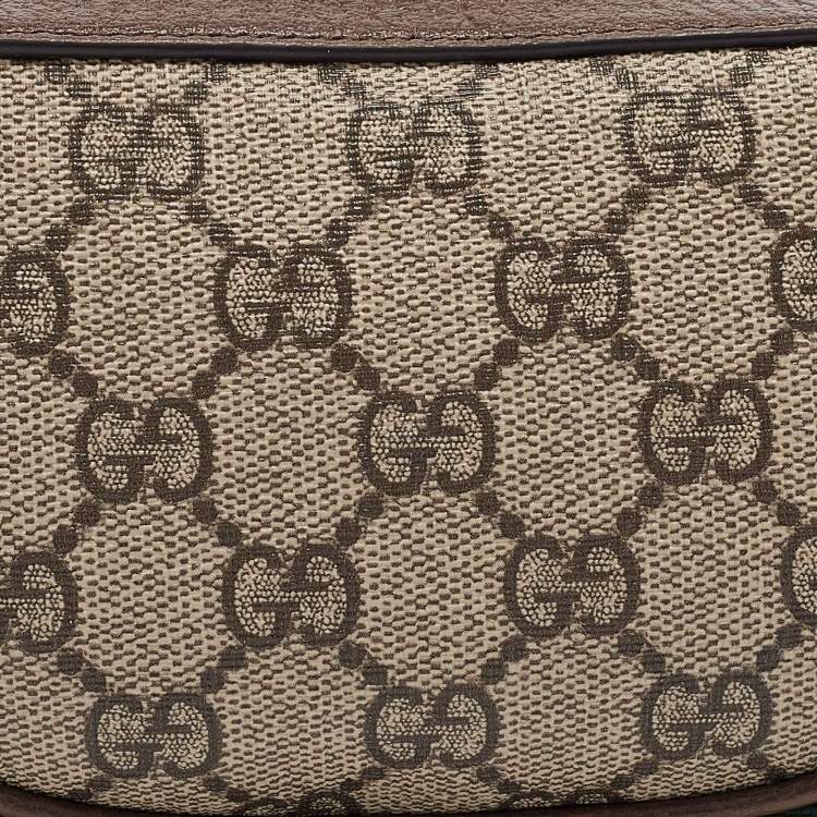 Pre Owned Gucci Beige/Ebony GG Supreme Canvas and Leather Mini Ophidia Bag