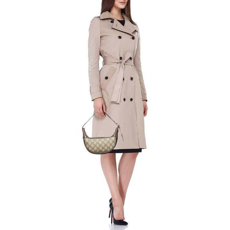 Pre Owned Gucci Beige/Ebony GG Supreme Canvas and Leather Mini Ophidia Bag