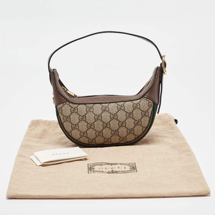 Pre Owned Gucci Beige/Ebony GG Supreme Canvas and Leather Mini Ophidia Bag