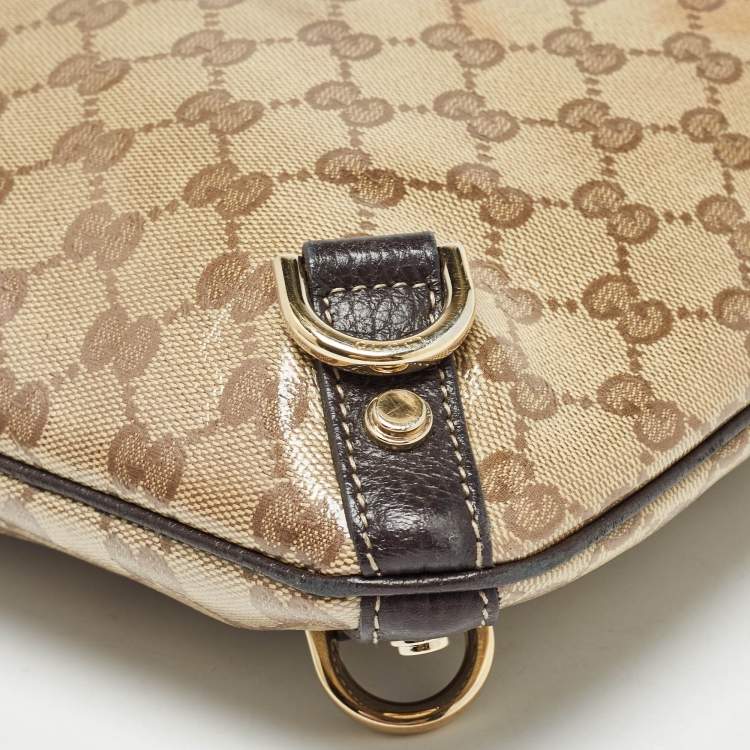 Pre Owned Gucci Beige GG Crystal Canvas and Leather Abbey Messenger Bag