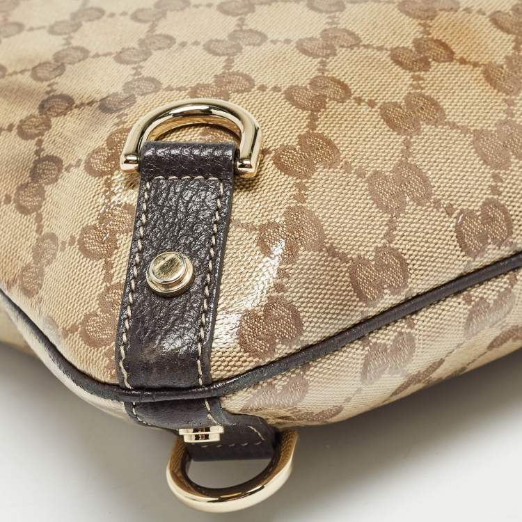 Pre Owned Gucci Beige GG Crystal Canvas and Leather Abbey Messenger Bag