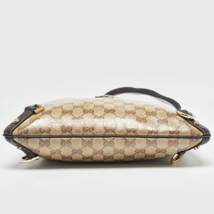 Pre Owned Gucci Beige GG Crystal Canvas and Leather Abbey Messenger Bag