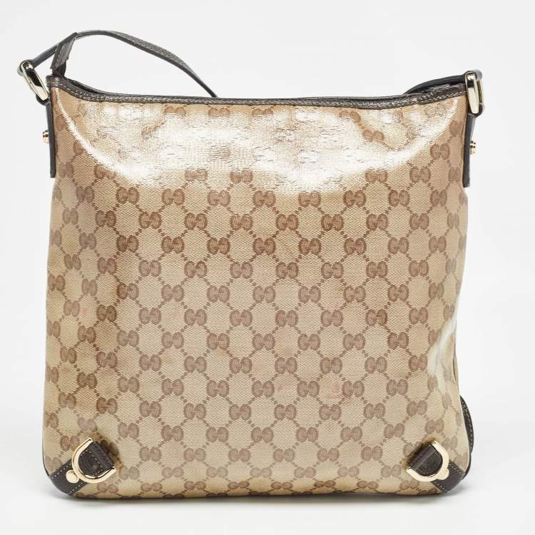 Pre Owned Gucci Beige GG Crystal Canvas and Leather Abbey Messenger Bag
