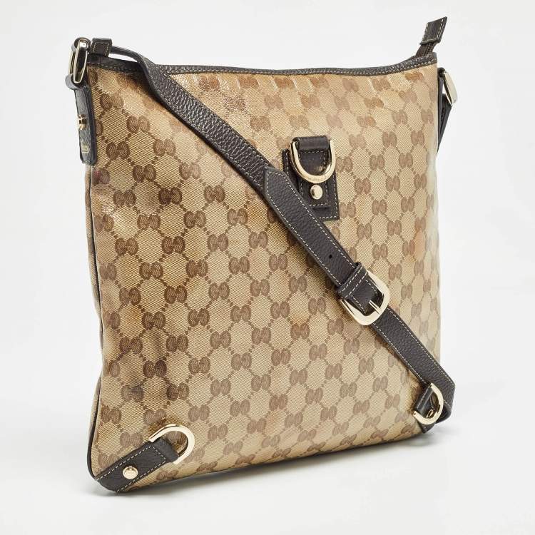 Pre Owned Gucci Beige GG Crystal Canvas and Leather Abbey Messenger Bag
