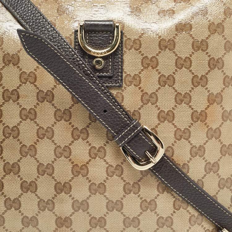 Pre Owned Gucci Beige GG Crystal Canvas and Leather Abbey Messenger Bag