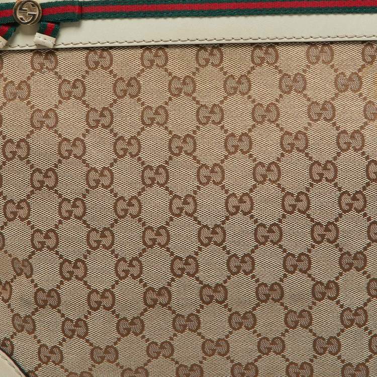 Pre Owned Gucci Brown/Beige GG Canvas and Leather Medium Mayfair Bow Tote