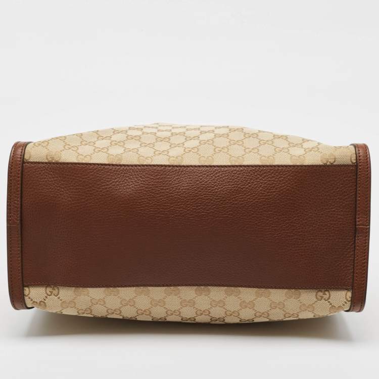 Pre Owned Gucci Brown/Beige GG Canvas Ramble Layered Tote