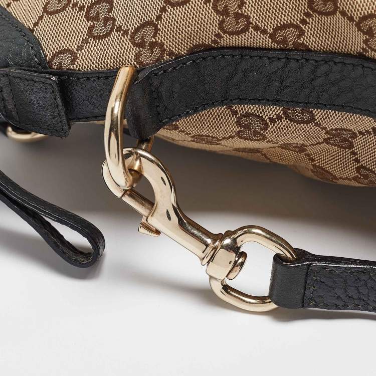 Pre Owned Gucci Brown/Dark Green GG Canvas and Leather Charm Dome Satchel