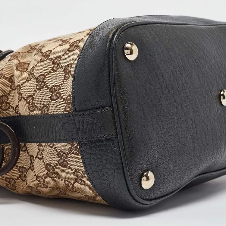 Pre Owned Gucci Brown/Dark Green GG Canvas and Leather Charm Dome Satchel