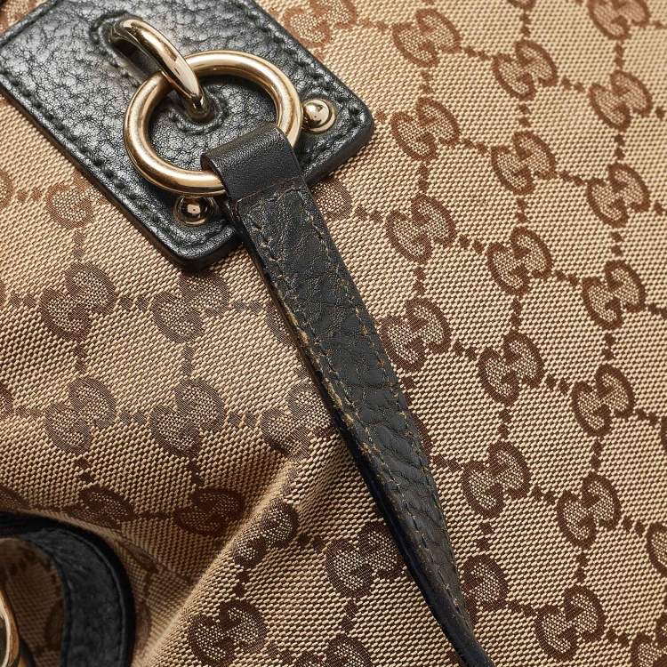 Pre Owned Gucci Brown/Dark Green GG Canvas and Leather Charm Dome Satchel