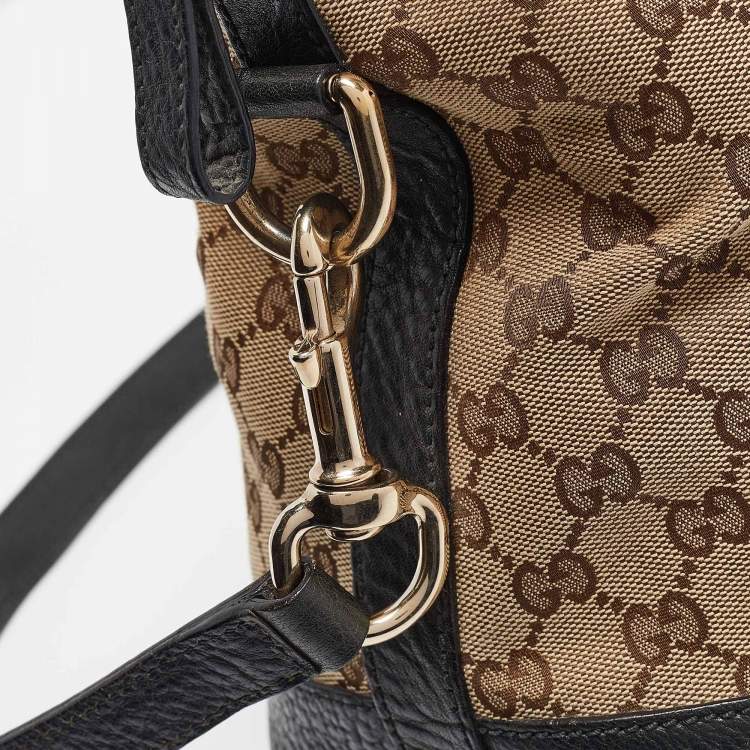 Pre Owned Gucci Brown/Dark Green GG Canvas and Leather Charm Dome Satchel
