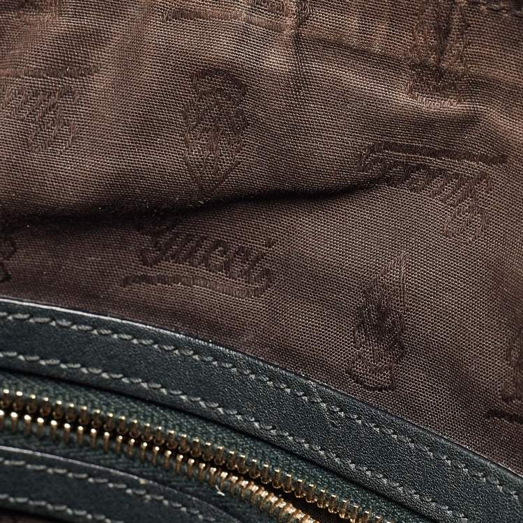 Pre Owned Gucci Brown/Dark Green GG Canvas and Leather Charm Dome Satchel
