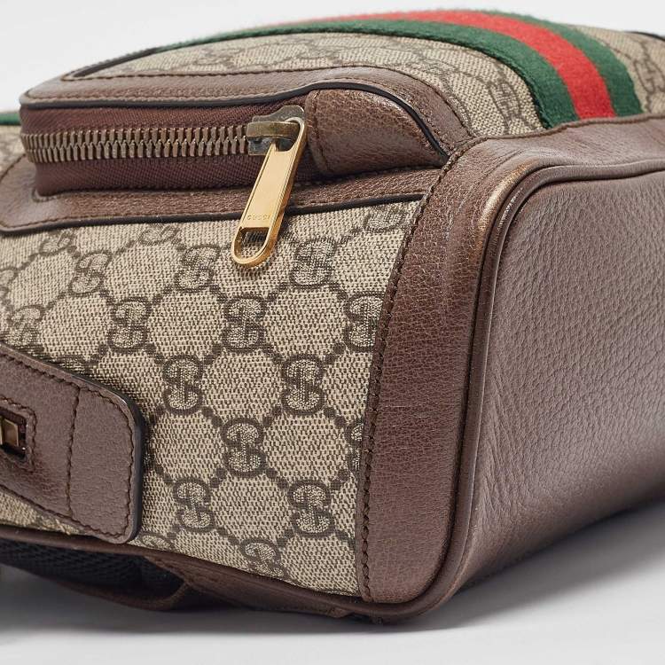 Pre Owned Gucci Beige/Ebony GG Supreme Canvas and Leather Small Ophidia Backpack
