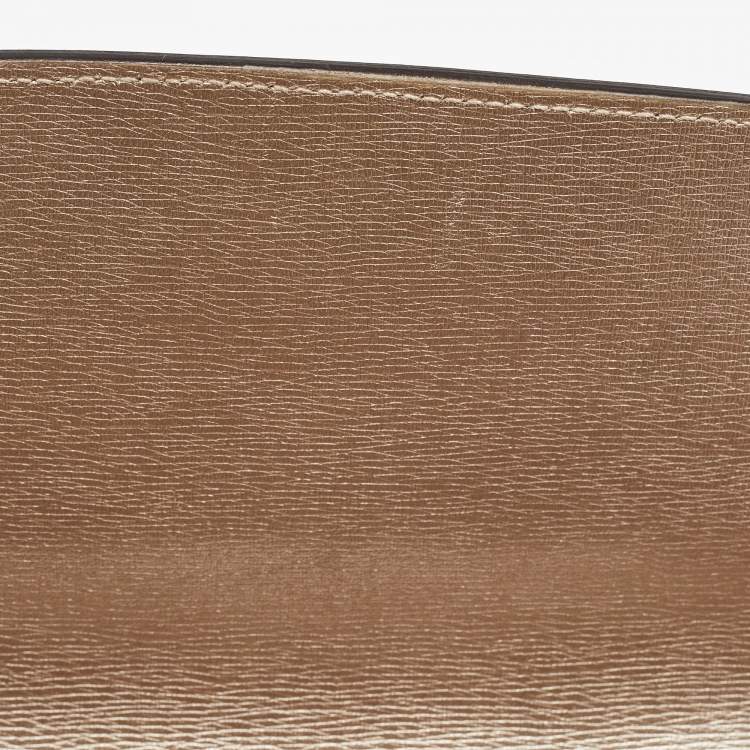 Pre Owned Gucci Metallic Beige Leather Bright Bit Clutch
