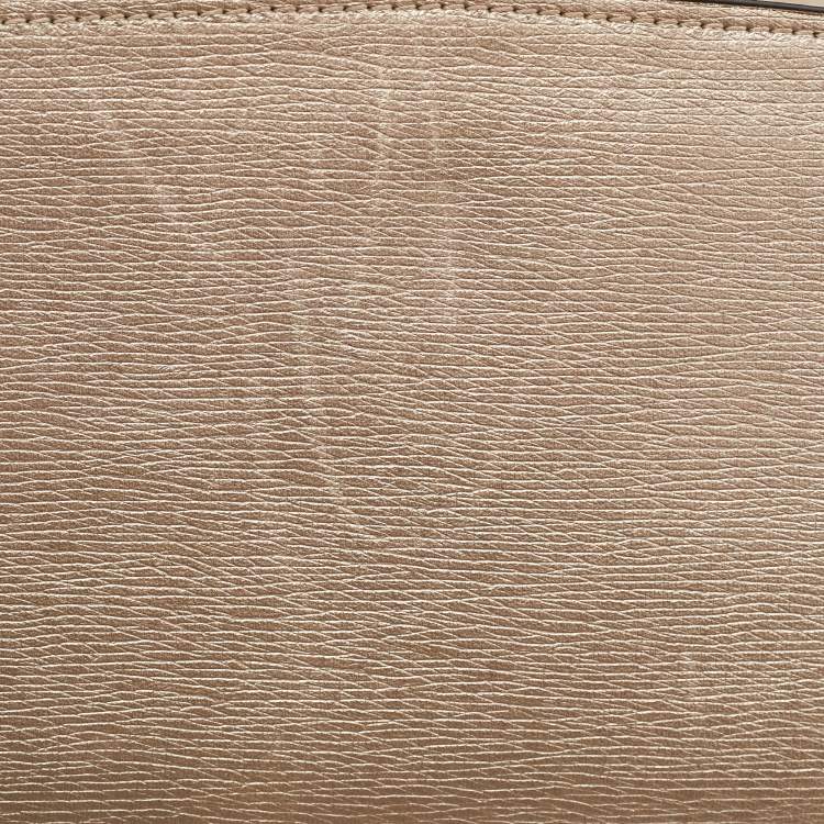 Pre Owned Gucci Metallic Beige Leather Bright Bit Clutch