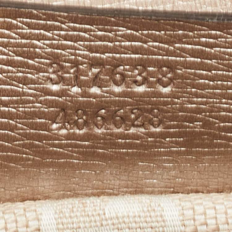 Pre Owned Gucci Metallic Beige Leather Bright Bit Clutch