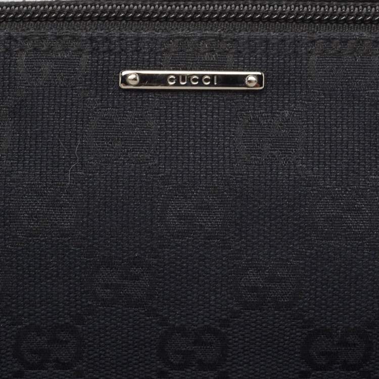 Pre Owned Gucci Black GG Canvas Web Boat Pochette