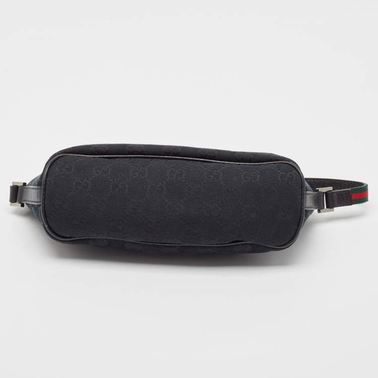 Pre Owned Gucci Black GG Canvas Web Boat Pochette