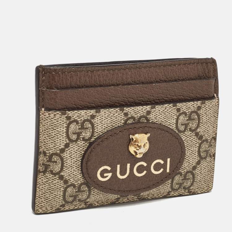 Pre Owned Gucci Beige/Ebony GG Supreme Canvas and Leather Neo Vintage Card Holder