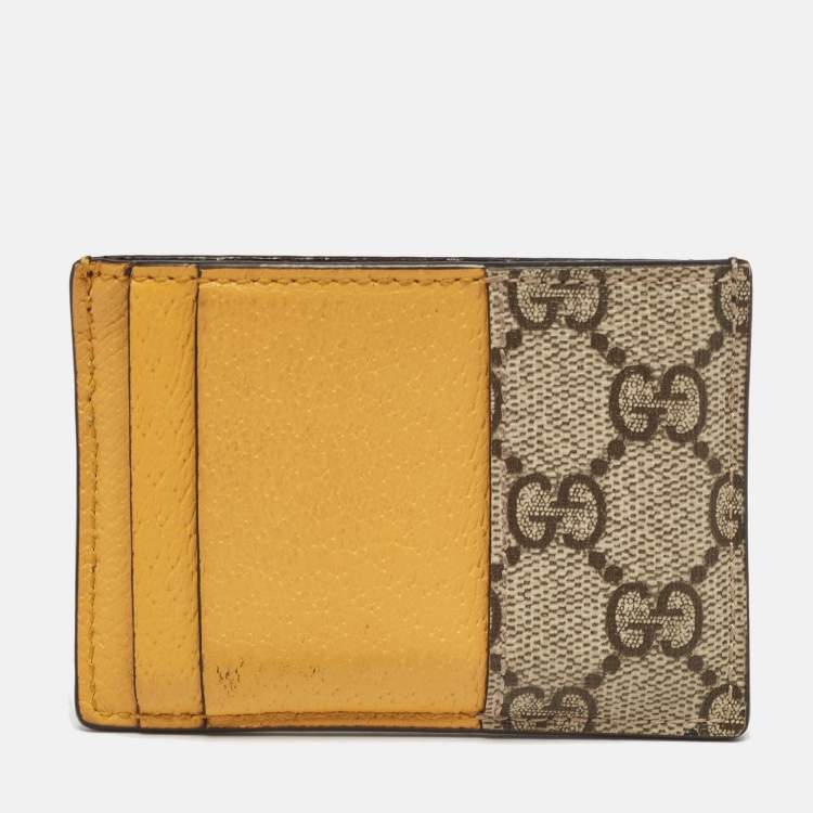 Pre Owned Gucci Beige/Ebony GG Supreme Canvas and Leather Neo Vintage Card Holder