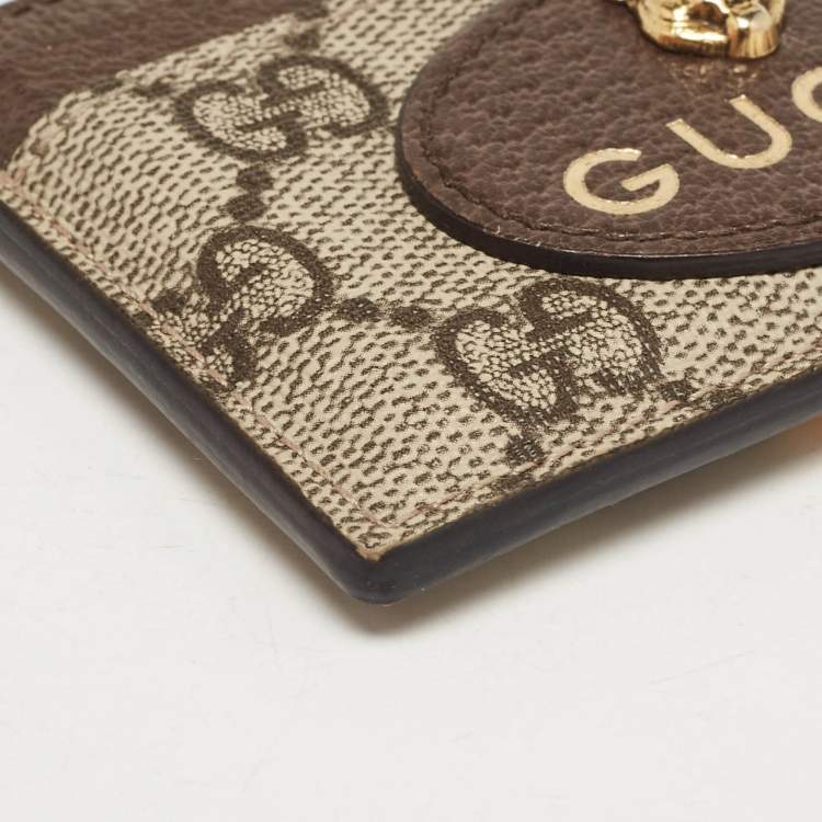 Pre Owned Gucci Beige/Ebony GG Supreme Canvas and Leather Neo Vintage Card Holder