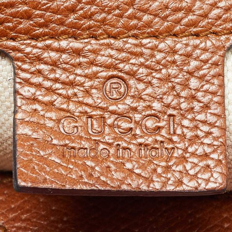 Pre Owned Gucci Brown/Tan Canvas Medium Vintage Web Boston Bag