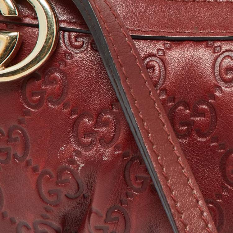 Pre Owned Gucci Brick Brown Guccissima Leather Wristlet Clutch