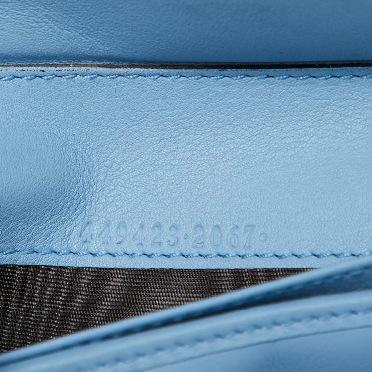 Pre Owned Gucci Blue Microguccissima Leather Zip Around Wallet