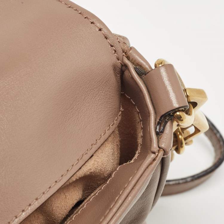 Pre Owned Gucci Dusty Pink Matelassé Leather Mini GG Marmont Top Handle Bag