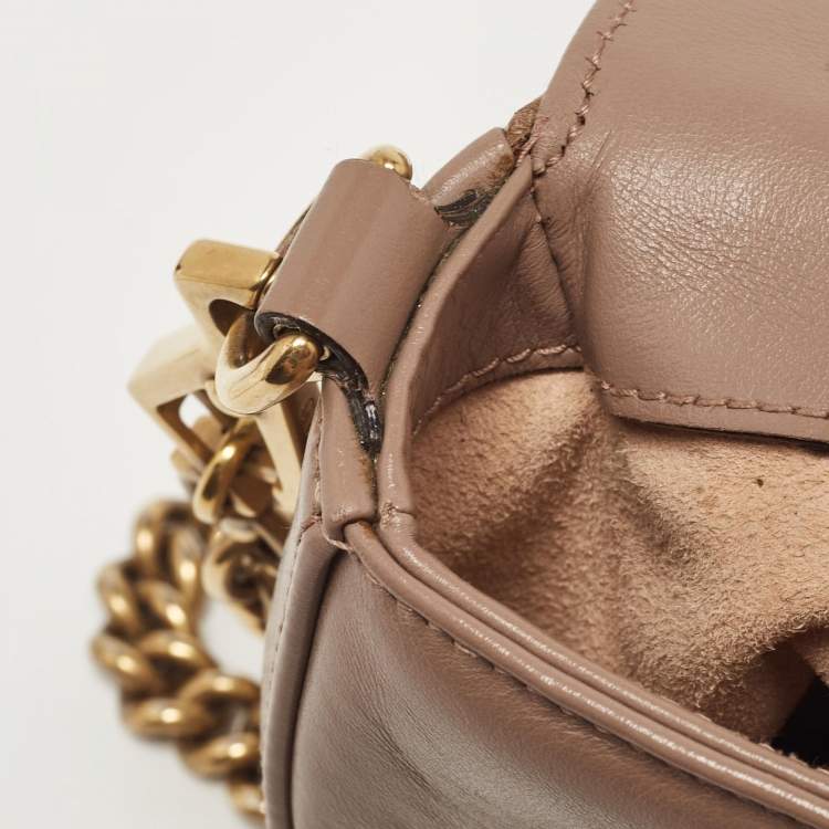 Pre Owned Gucci Dusty Pink Matelassé Leather Mini GG Marmont Top Handle Bag