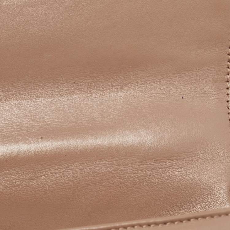 Pre Owned Gucci Dusty Pink Matelassé Leather Mini GG Marmont Top Handle Bag