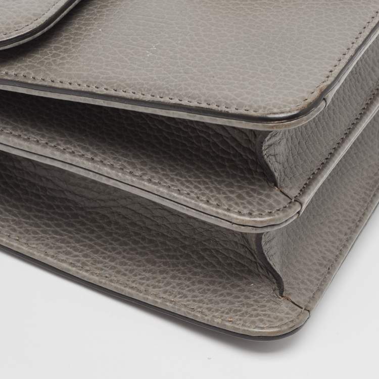 Pre Owned Gucci Grey Leather Small Dollar Interlocking G Crossbody Bag