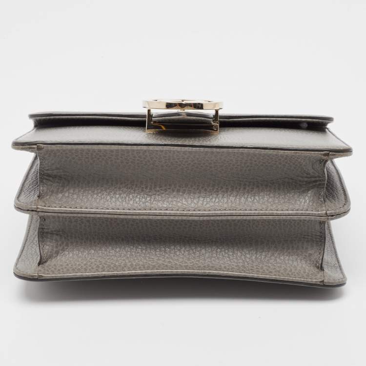 Pre Owned Gucci Grey Leather Small Dollar Interlocking G Crossbody Bag