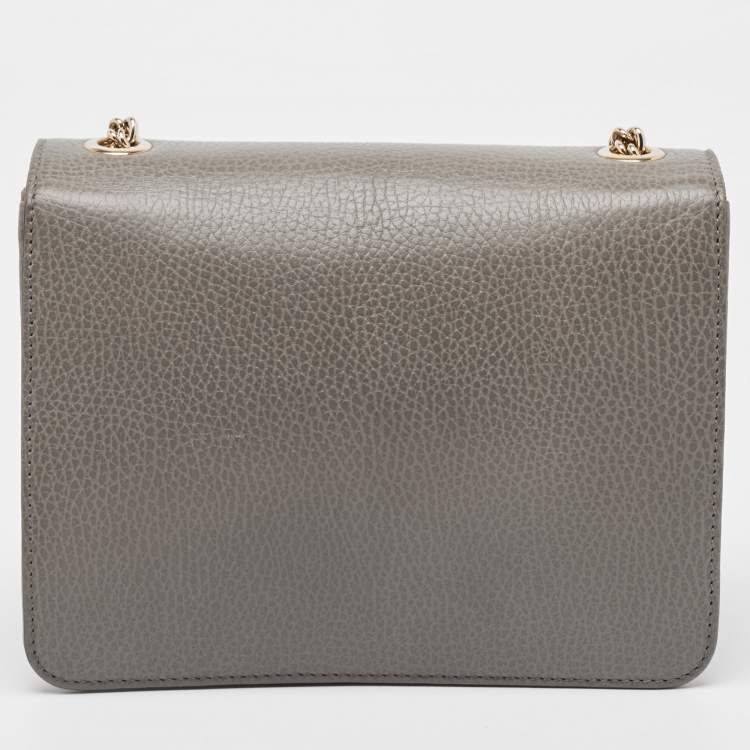 Pre Owned Gucci Grey Leather Small Dollar Interlocking G Crossbody Bag