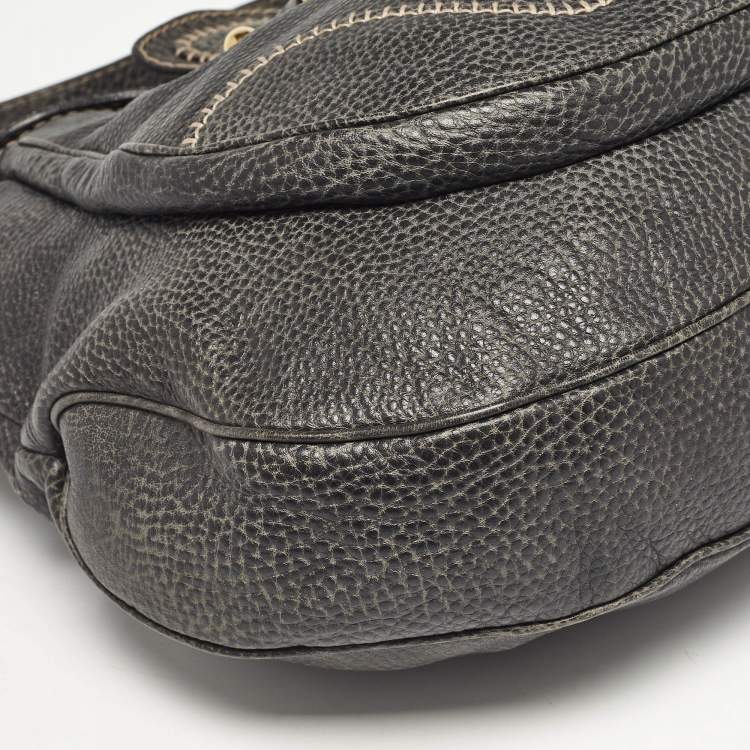 Pre Owned Gucci Grey Leather Large Pelham Hobo