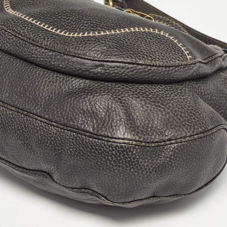 Pre Owned Gucci Grey Leather Large Pelham Hobo