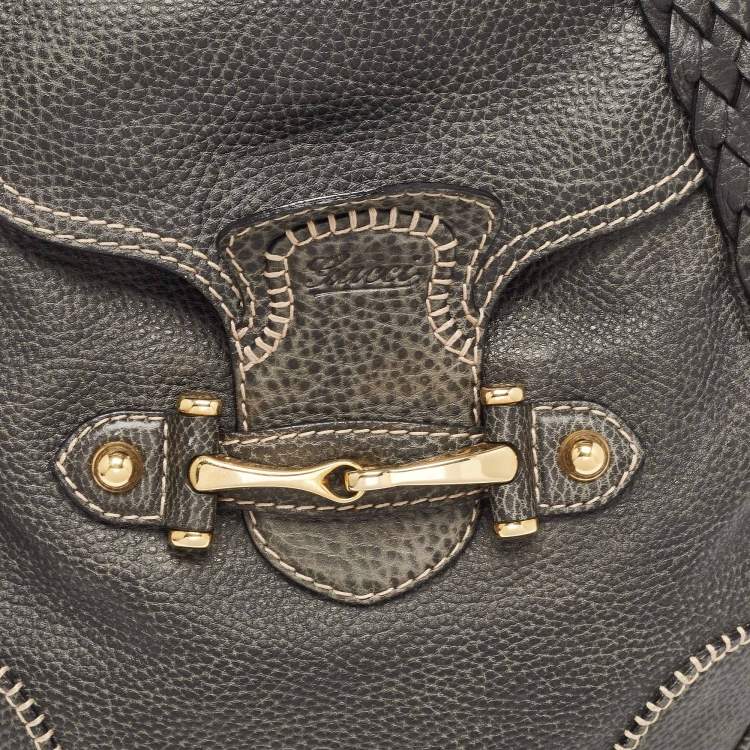Pre Owned Gucci Grey Leather Large Pelham Hobo