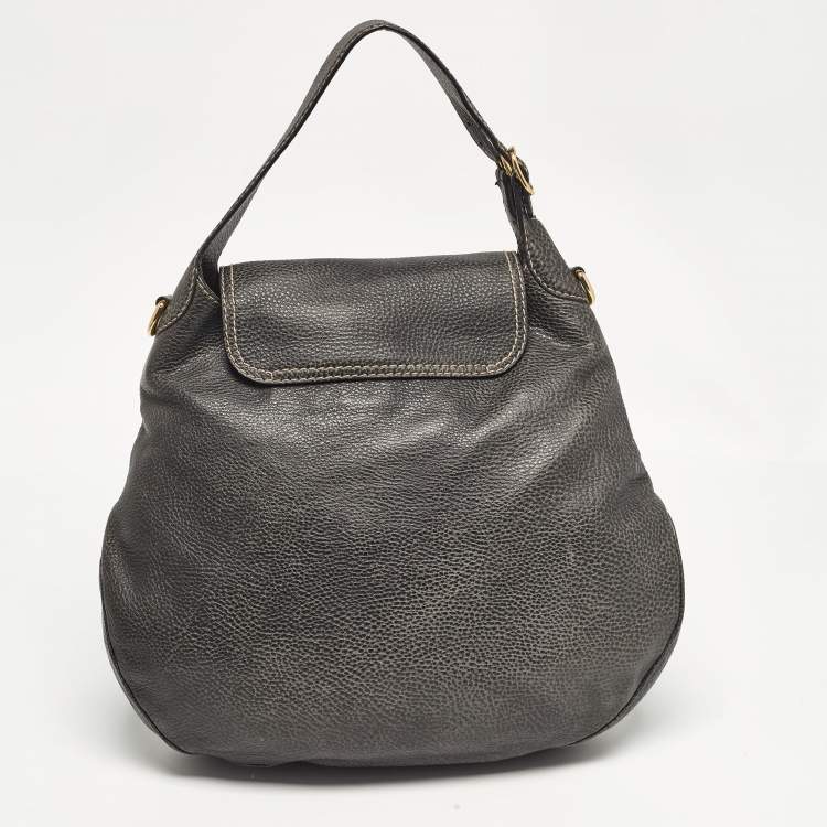 Pre Owned Gucci Grey Leather Large Pelham Hobo